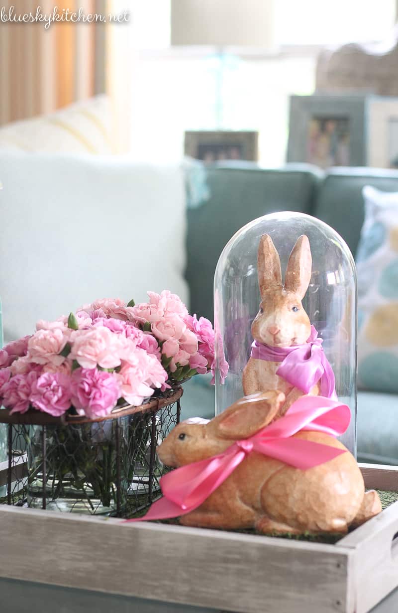 Cute Ideas for Decorating Your Home for Easter. Bunnies and flowers take center stage in our home Easter decor. Here are some ideas to try for your home.