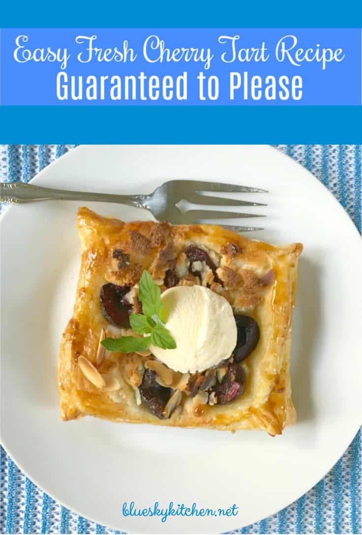 Fresh Cherry Tart Recipe Guaranteed to Please. This pretty cherry tart dessert uses puff pastry and is so easy your kids can help you make it.