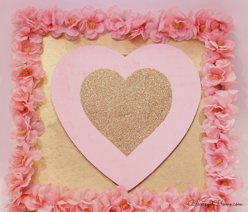 Valentine sign with pink flowers