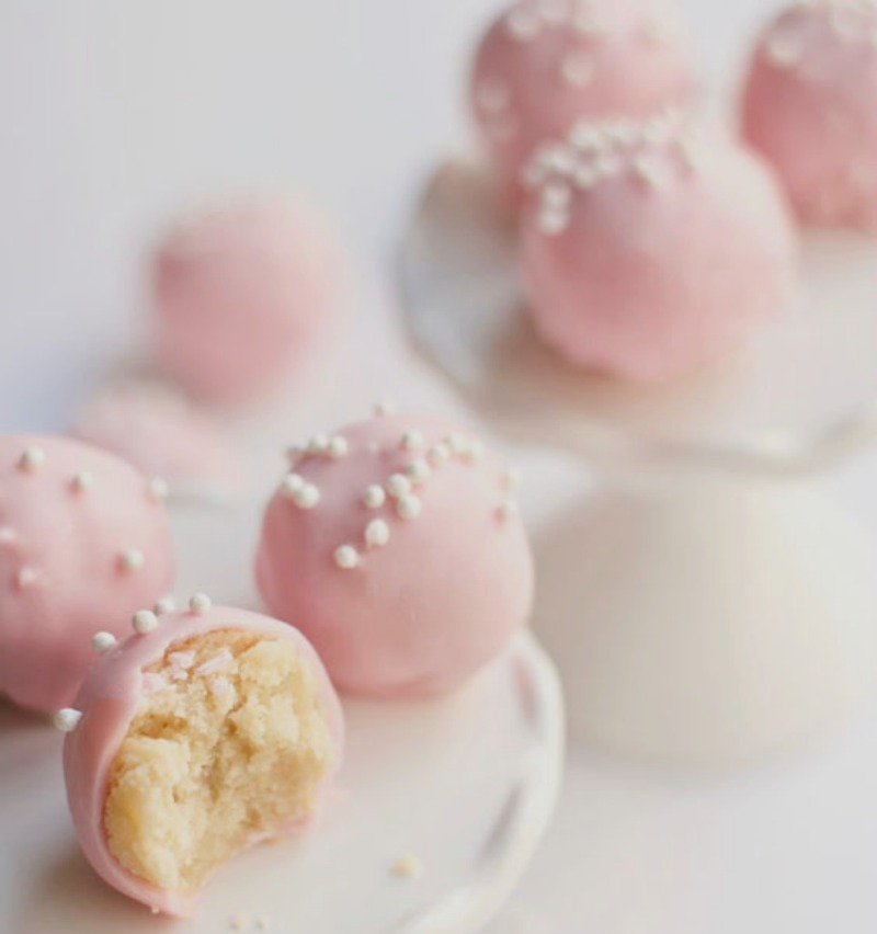 pink sugar cookie truffles