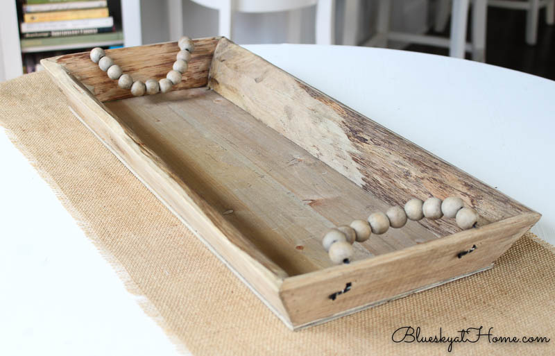 wooden tray with bead handles