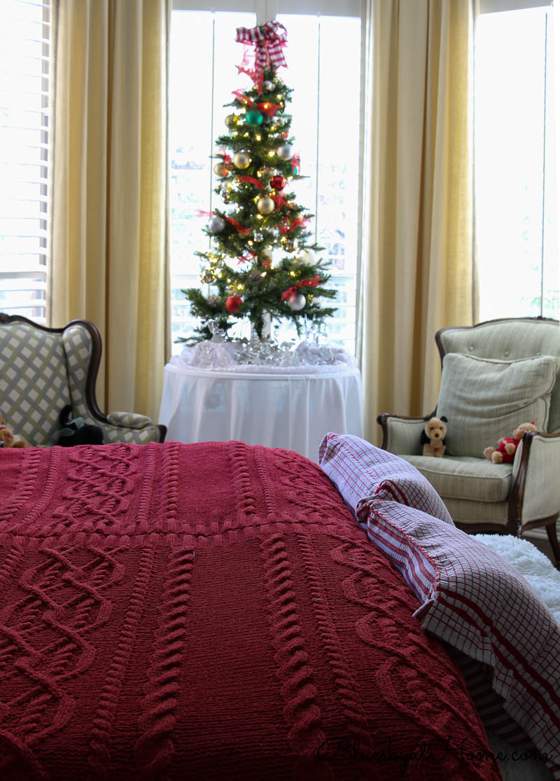 Christmas tree in master bedroom