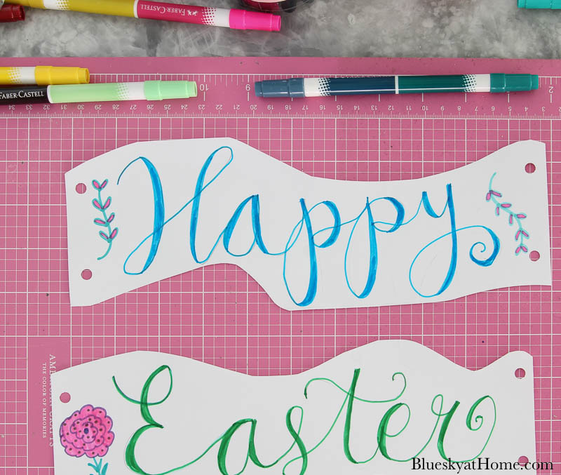 hand lettering signs for Easter wreath