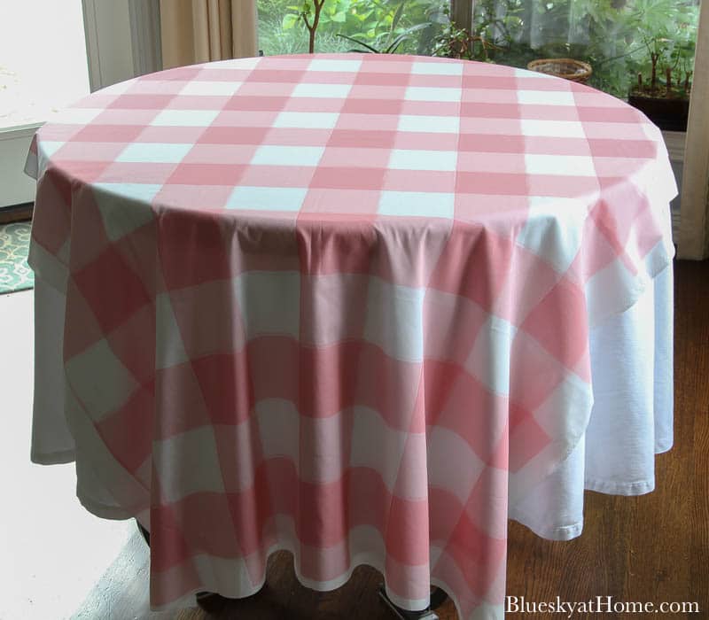 pink check tablecloth