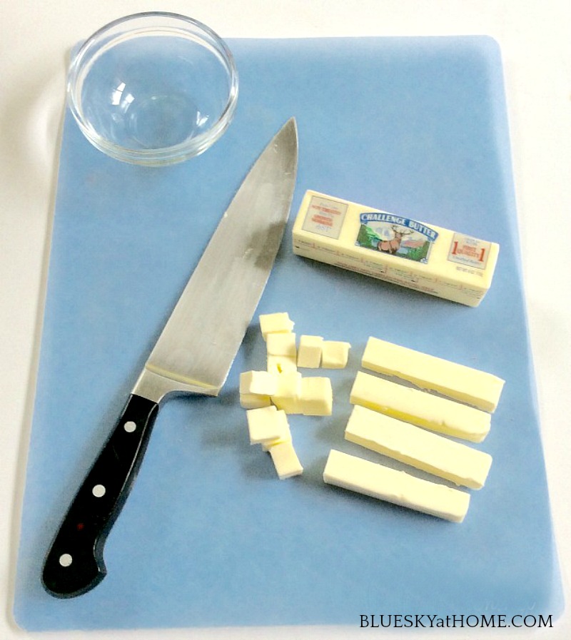 dicing butter and knife