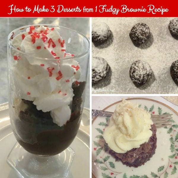 How to Make 3 Desserts from 1 Fudgy Brownie Recipe shows how versatile one brownie recipe can be made into 3 distinct and delicious desserts.