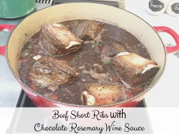 Beef Short Ribs with Chocolate Rosemary Wine Sauce is a delicious and impressive entrée for a Christmas dinner party. Easy prep and make ahead dish.