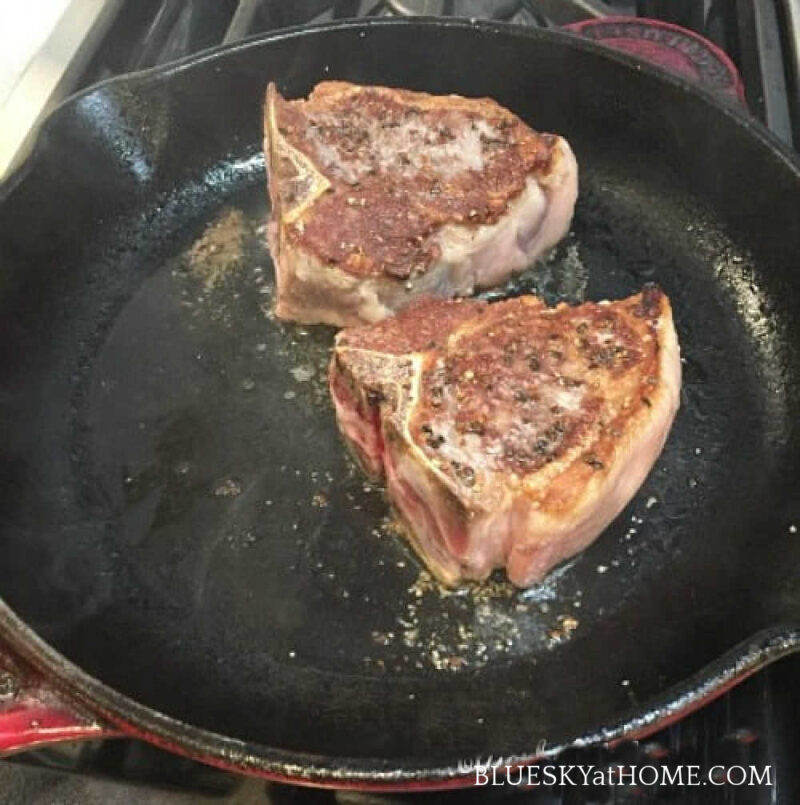 searing lamb chops in skilliet