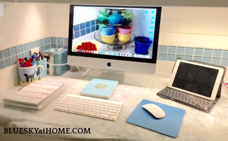 uncluttered kitchen desk