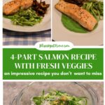 pan-seared salmon pea sauce with fresh veggies graphic