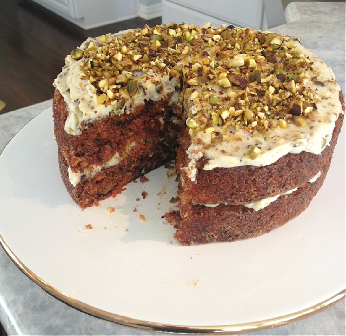 Easy Homemade Easter Pistachio Carrot Cake - Bluesky at Home