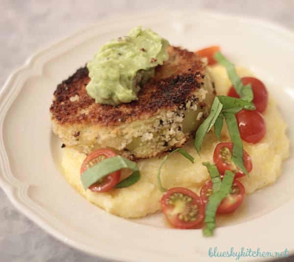 Fried Green Tomatoes with Yummy Avocado Cream Sauce
