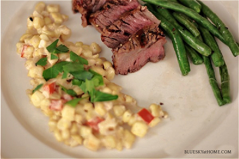 southern creamed corn served on plate