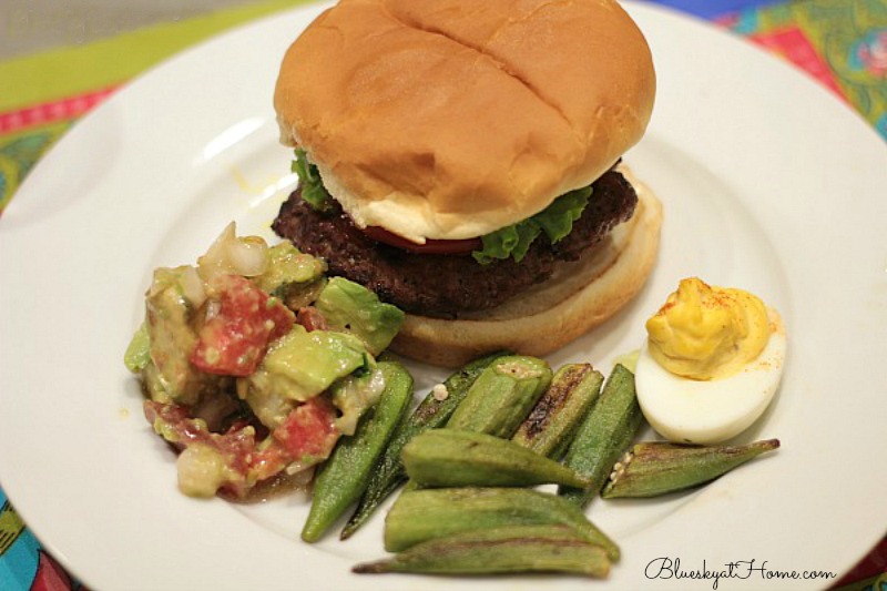 grilled okra with hamburger