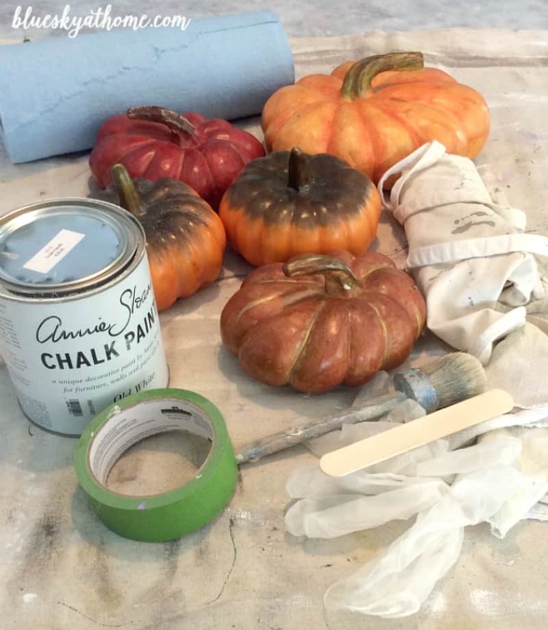 How to Chalk Paint Pumpkins to Fit Your Fall Decor. Easy project to transform pumpkins into ones that match your fall decor. BlueskyatHome.com