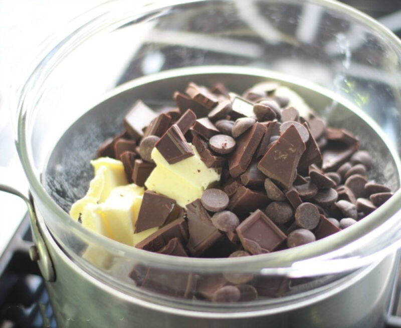 melting chocolate and butter in bowl