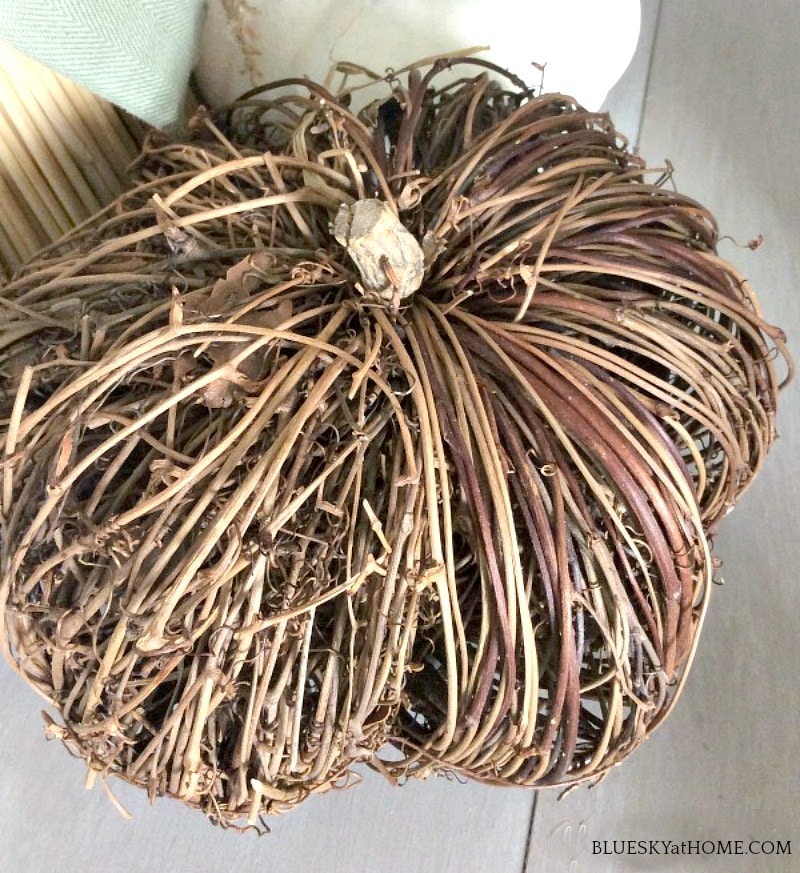 autumn tablescape with twig pumpkin