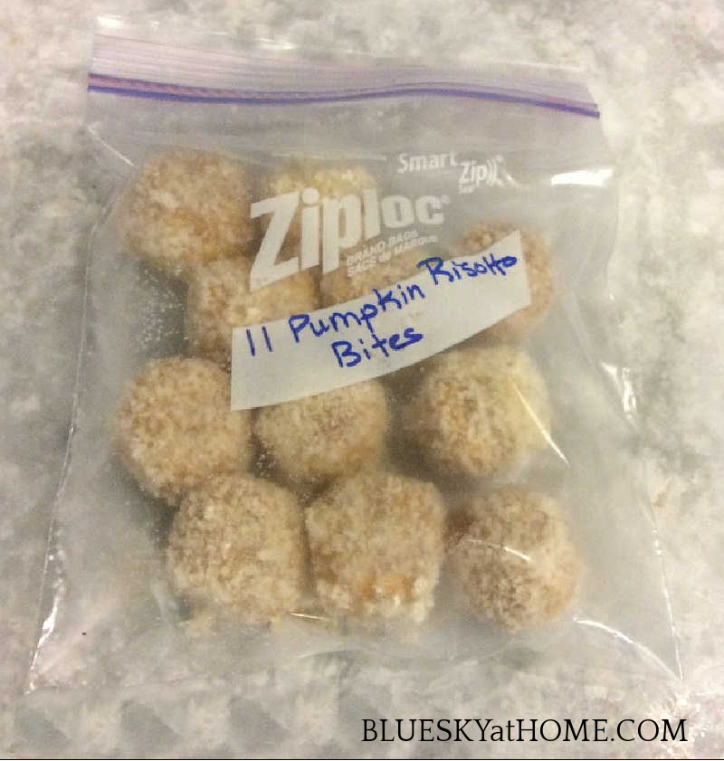 pumpkin risotto bites in zip-loc bag