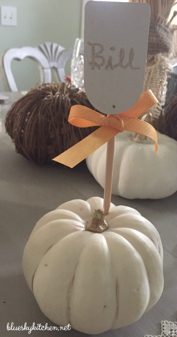 How to Make Pumpkin Place Cards for a Holiday Table. This easy project using the HomeRight Spray Shelter will enhance your table impress your guests.