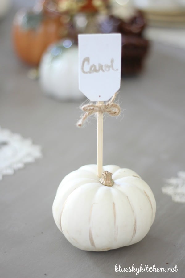 How to Make Pumpkin Place Cards for a Holiday Table. This easy project using the HomeRight Spray Shelter will enhance your table impress your guests.