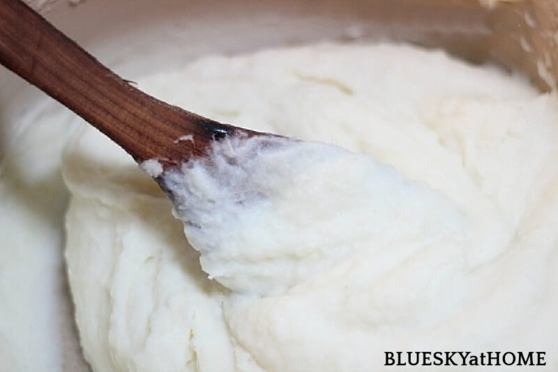 stirring mashed potatoes