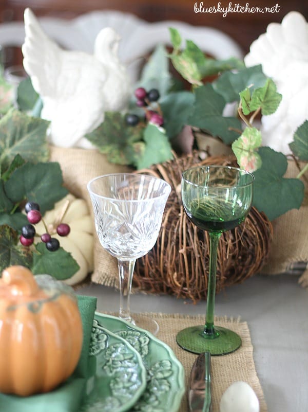 Pumpkins, Turkeys and Autumn Flowers on My Thanksgiving Table. A tour of how I transitioned our dining table from fall to Thanksgiving.