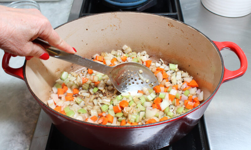 sauteing vegetables for beef short ribs