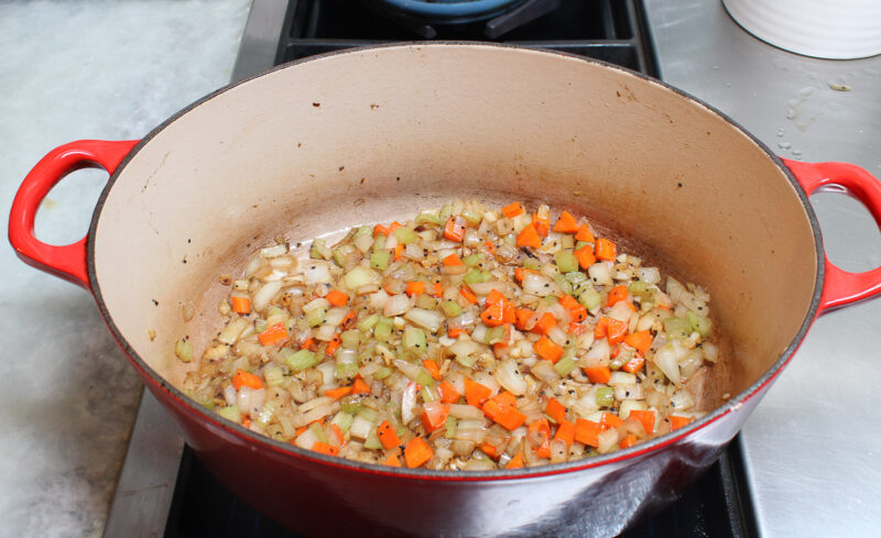sauteing vegetables for beef short ribs