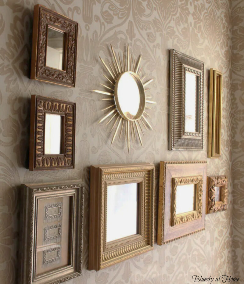 gold mirrors in powder bath