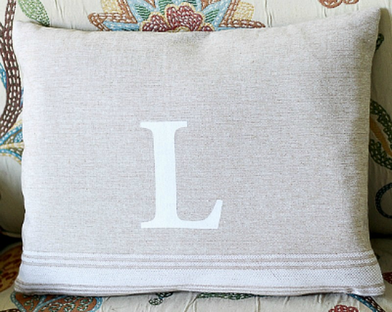 Monogram Pillow from a Dishtowel