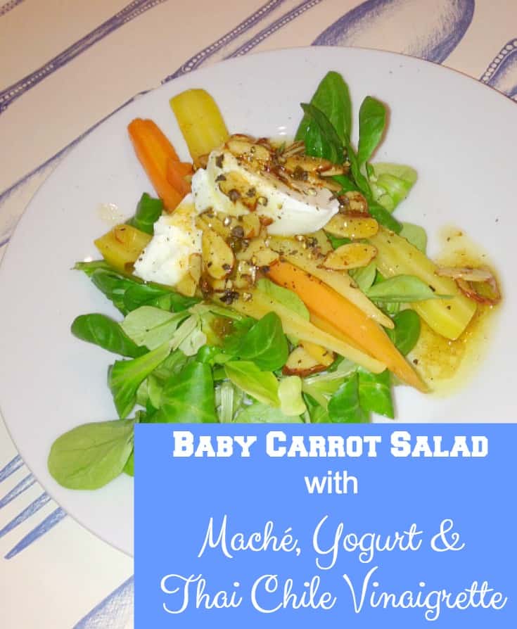 Baby Carrot Salad with Maché, Yogurt & Thai Chile Vinaigrette