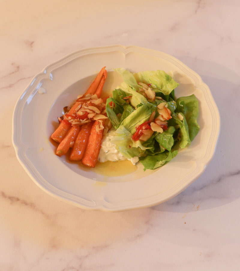 baby carrot, mache, and Thai chile vinaigrette salad