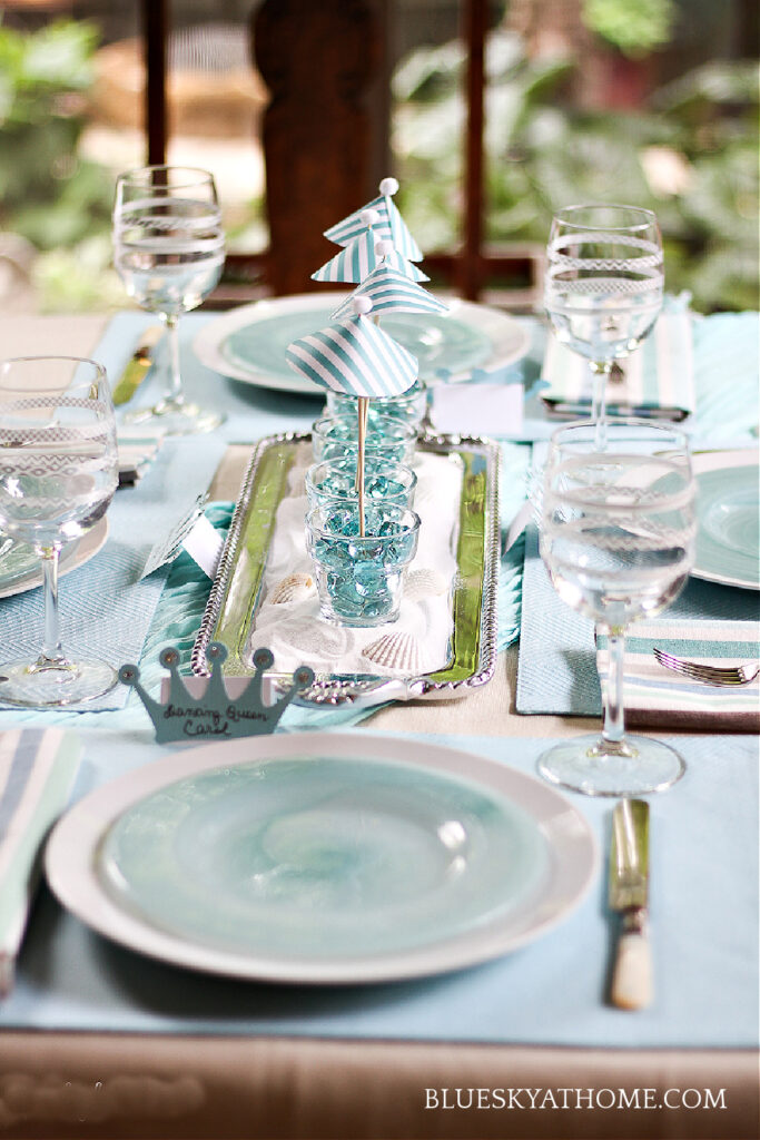 for Mamma Mia! tablescape with place settings