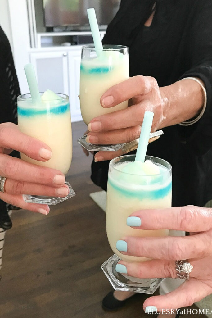 ladies toasting Mediterranean lunch