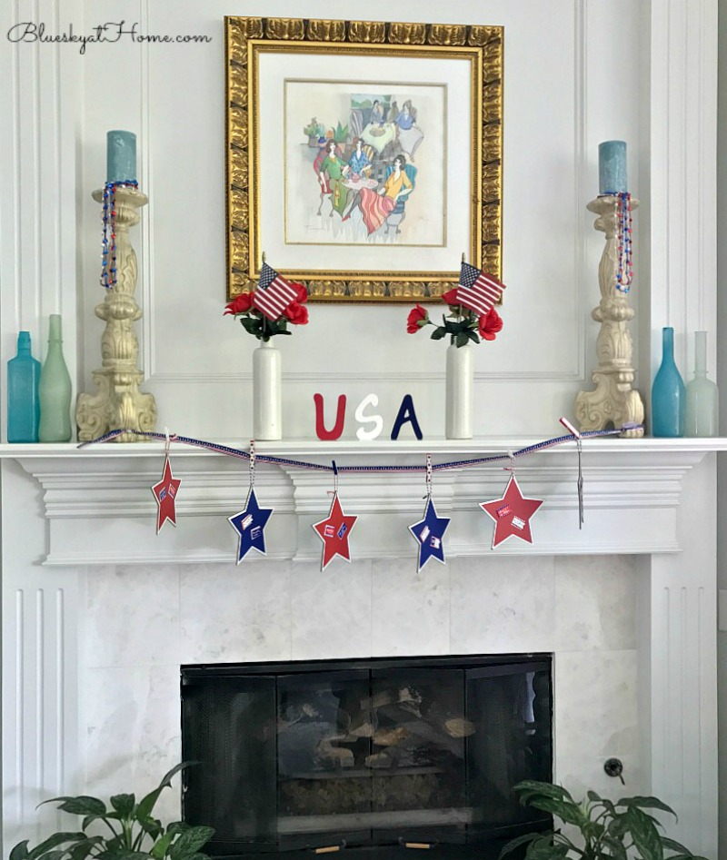 Make an Easy Wreath for the 4th of July. DIY decoration with items from the dollar store at Target. BlueskyatHome.com #4thofJulydecorations #July4th