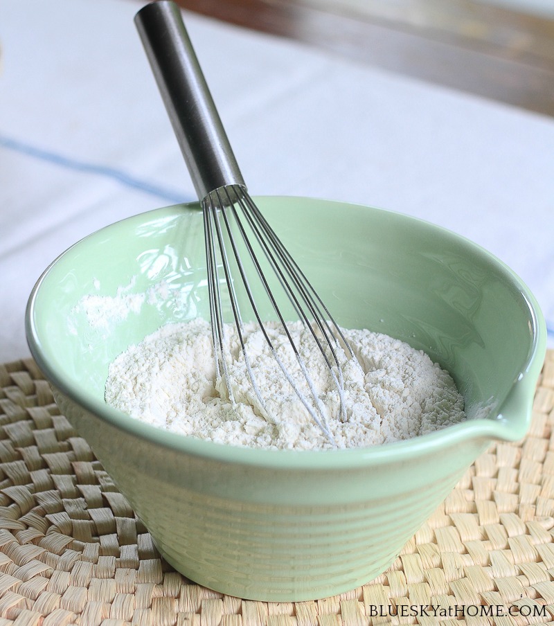 flour in green bowl