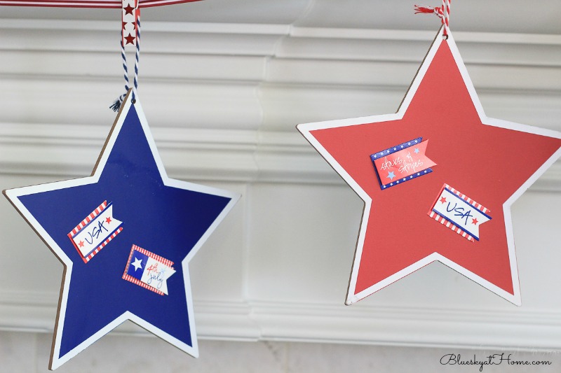 Make an Easy Wreath for the 4th of July. DIY decoration with items from the dollar store at Target. BlueskyatHome.com #4thofJulydecorations #July4th