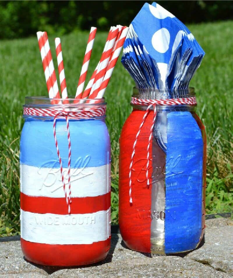 red, white and blue 4th of July decorations