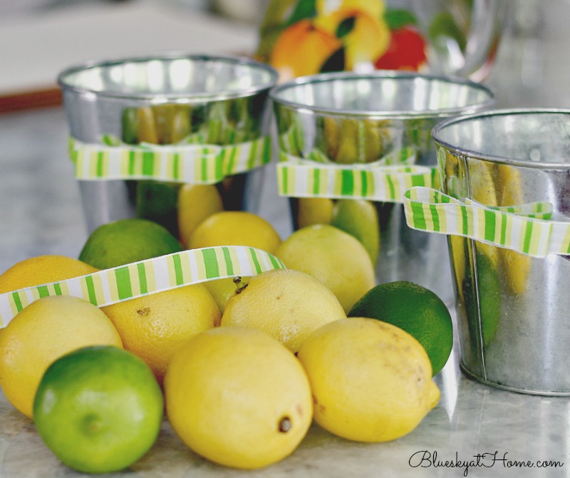 ribbon and lemons on galvanized pails