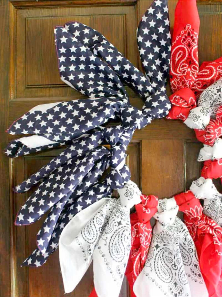 red, white and blue bandana 4th of July decoration