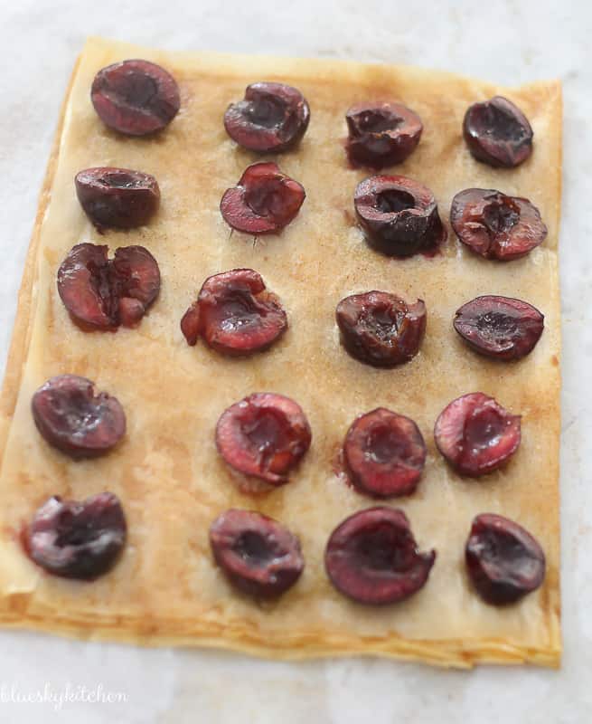 Quick and Easy Cherry Dessert Made with Phyllo Dough. This fresh cherry dessert is a crisp bite of fruity goodness that takes just 20 minutes to prepare.