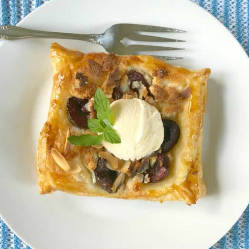 cherry tart in puff pastry feature