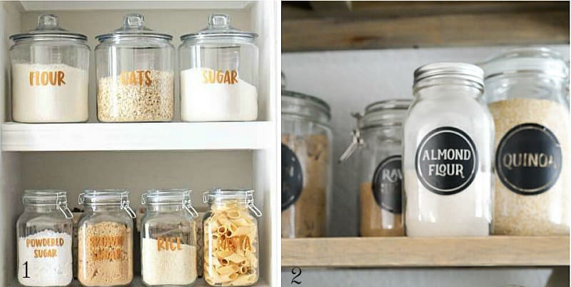 jars in pantry with vinyl decals