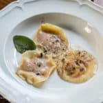 Pumpkin Ravioli with Sage Brown Butter Appetizer ~ delicious and impressive little morsel packed with flavor. Great dish for entertaining. BlueskyatHome.com