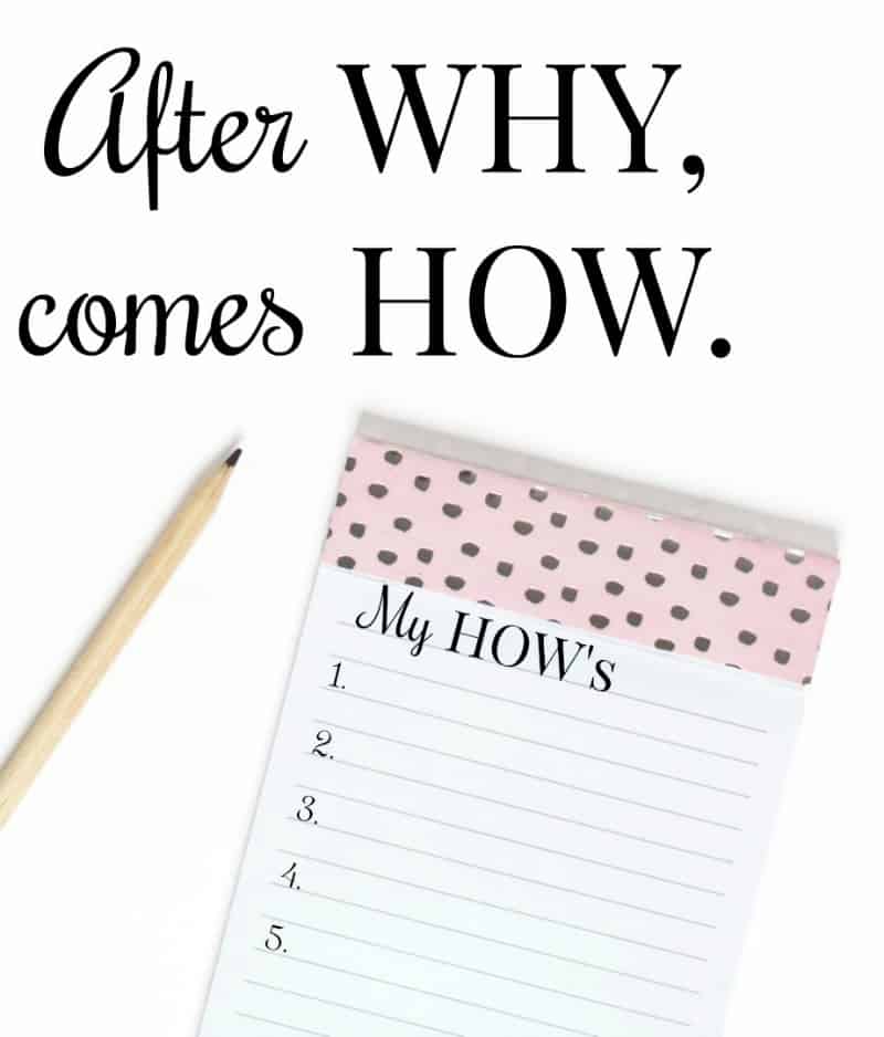 How to Write Your HOW for Your WHY. Once you have determined your WHY, the next step is learning how to write your HOW. This is your specific blog action plan. The HOW is what you will do and when you will do it. BlueskyatHome.com