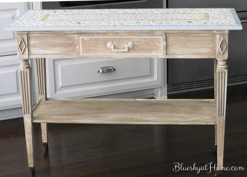 console table used for kitchen island