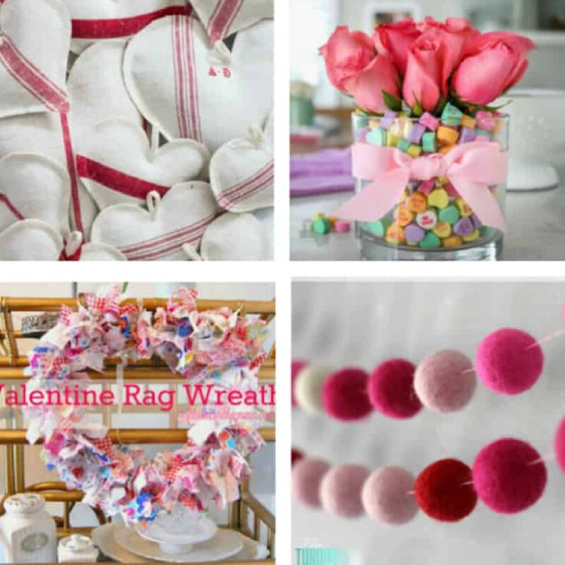collage of four DIY Valentine's Day decorations
