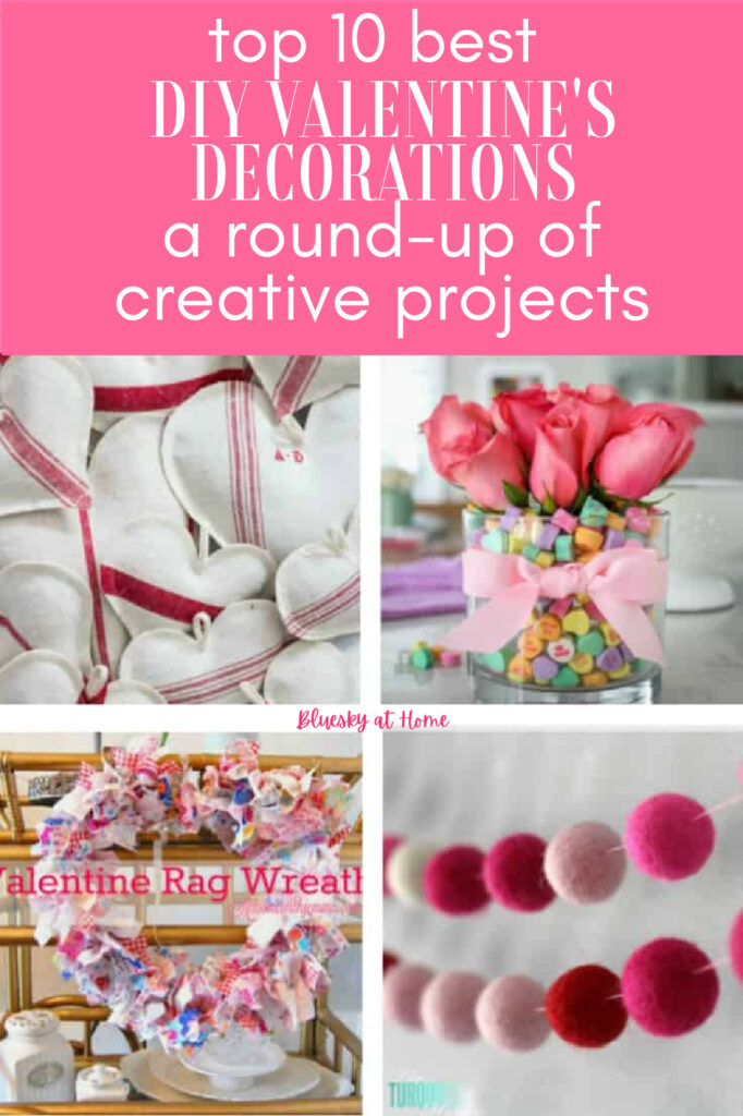 collage of four DIY Valentine's Day decorations graphic