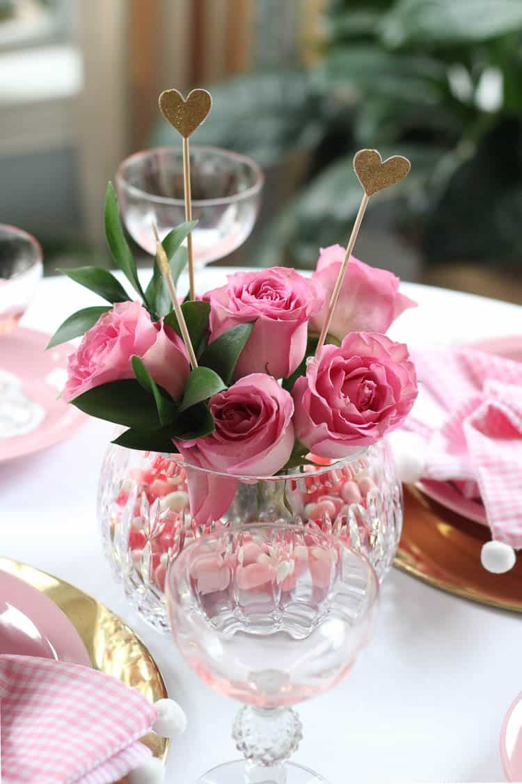 Valentine's Tablescape ~ A Romantic Brunch for 2. Join me as I share the setting and the menu for a sweet way to start the day to celebrate Valentine's Day with your loved one. It's a relaxed atmosphere with a bit of bubbly to toast your relationship on a pitch perfect pink tabletop. BlueskyatHome.com