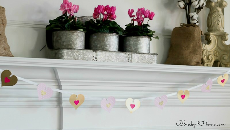 Valentine garland on mantel